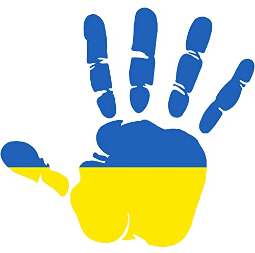 INDIGOS UG Aufkleber - Autoaufkleber - Ukraine - Hand rechts 21x20 cm - Heckscheibe - Heckscheibenaufkleber - Sticker Tuning Boot Auto Laptop LKW