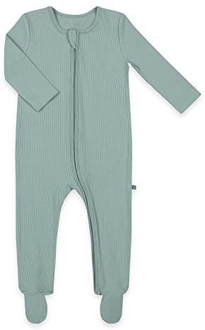 emma & noah Baby Schlafanzug, Weicher & Atmungsaktiver Strampler für Neugeborene, Oeko-TEX Zertifiziert, Langarm Pyjama mit Reißverschluss für Jungen & Mädchen, Mit Füßen (Essential Mint, 68 cm)