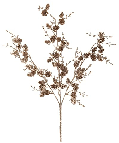 artplants.de Deko Pinienzweig EMERIC mit Zapfen, Gold, 45cm - Kunststoff Zweig