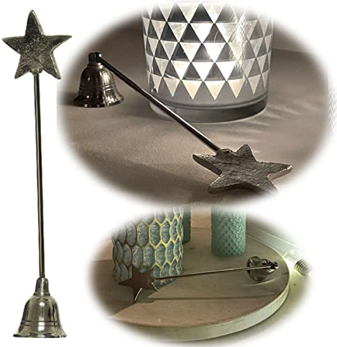 LS-LebenStil Kerzenlöscher Alu Silber Stern 27cm Exklusiver beweglicher Dochtlöscher