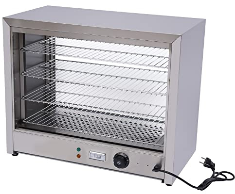 800W Warmhaltevitrine Heiße Theke 4 Etagen Speisenwärmer Aufsatzvitrine Wärmebehälter Wärmebereich 30-85°C Kommerzieller Lebensmittelinkubator