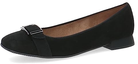 CAPRICE Women's 9-22105-41 Strappy Ballet Flats, Black (Black Suede), 6.5 UK