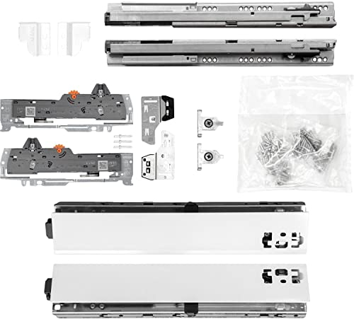 BLUM Schubladenschienen TANDEM SET; Zargenhöhe 68mm, mit TIP-ON BLUMOTION Einheit, 30kg, NL400mm, Seidenweiß, bis KB600mm