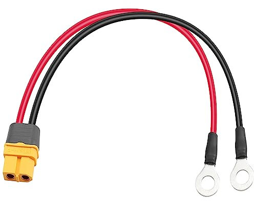 PNGKNYOCN XT60 to O Ring Terminal Cable,14AWG XT60 Female to O Ring Terminals Extension Power Cable for Solar Panel Kit and Battery Charge(0.3M/1FT) (XT60 Female)
