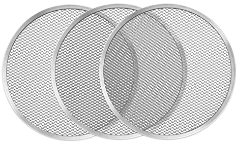 APACALI Lot de 3 grilles à pizza de 33 cm, plateaux antiadhésifs pour four, poêle ronde en aluminium pour pizzeria, buffet, restaurant, pâtisserie, argent