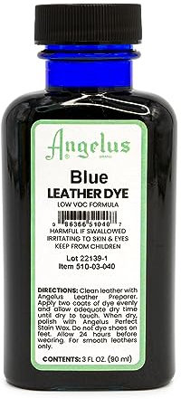 Angelus Leather Dye - Flexible Leather Dye for Shoes, Boots, Bags, Crafts, Furniture, & More 3oz (Blue)