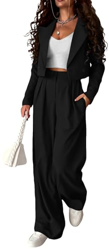 KIRUNDO Business Casual Outfits for Women Suit 2 Piece Sets(Black, XL)