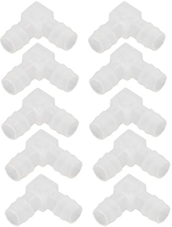 Tissting 10 Pièces Tuyau en Plastique Barb, 12mm Coude à 90 Degrés L Raccords de Tuyau Adaptateur de Tube Connecteur 2 Voies Joint Splicer Mender Union Adaptateur pour Bateau Aquarium