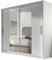 Mirjan24 Kleiderschrank London II mit Spiegel und RGB LED Beleuchtung, Schwebetürenschrank, Modernes Schlafzimmerschrank 180x215x58cm, Garderobe (Weiß)