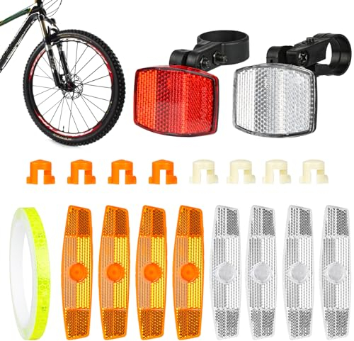 10 Stück Fahrrad-Reflektor-Set, Speichenreflektoren Fahrrad mit Einer Rolle Gelber im Dunkeln Leuchtender Radaufkleber, Fahrrad Zubehör für Mountainbiking, Rennradfahren bei Nacht
