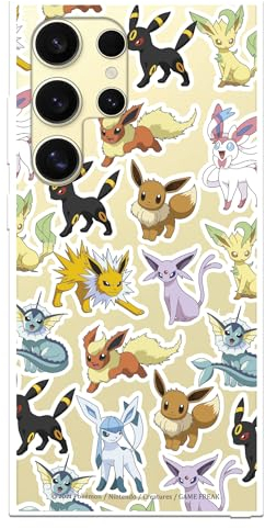 Schutzhülle kompatibel mit Samsung Galaxy S24 Ultra Offizielle Pokémon Eevee Evolutions Schutzhülle zum Schutz Ihres Handys, transparente Silikonhülle, flexibel, offizielles Lizenzprodukt von Pokémon