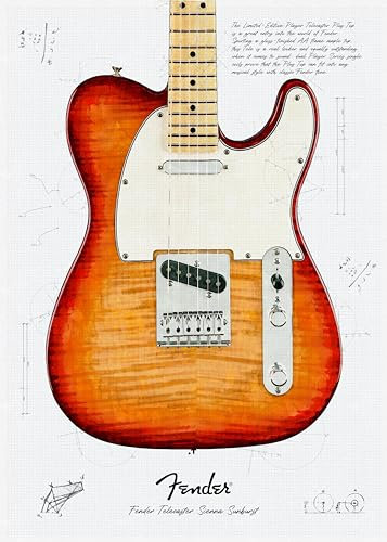 Impression A4 - Guitare Fender Telecaster Sienna Sunburst - Sans cadre
