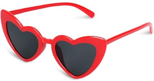 Red Vintage Heart Shaped Sunglasses for Women Men Kids Vintage Love Heart Sunglasses Cat Eye Ladies Fashion Retro Eyeglasses for Protection Eyewear