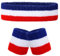 3-Set Schweißbänder Stirnband Armbänder Retro neon 80er 90er Outfit Sport Karneval Accessoires (Rot Weiß Blau)