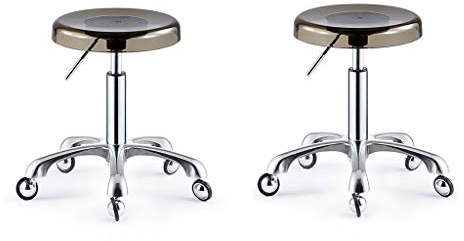 Hocker auf Rollen, Arbeitshocker, Arbeitsstuhl, Beauty-Hocker, drehbarer Lift, Edelstahl-Hocker, Friseursalon, Friseursalon, Make-up, Maniküre, Arbeitsbank, 40–54 cm, 2 Stile (Farbe: gebürstetes