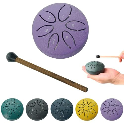 Rain Drum for Outside, Rain Drum For Outside When It Rains, Rain Drum Instrument for Outside, Outside Musical Rain Drum For Garden, Mini Handpan Drum (Purple)