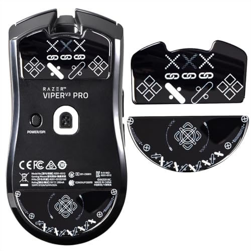 immoenuc Glass Mouse Skates for Razer Viper V3 Pro Mouse Feet Pads Smooth Durable Slim 2.5D Curved Edge Game Mouse Feet Replacement Accessories (Printing Pattern)