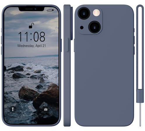 WXX für iPhone 14 Hülle Silikon Case, Dünn Slim mit Microfiber, Kratzfeste Rundumschutz Case Hülle für iPhone 14 6.1'' Matte Blau Grau
