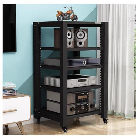 Meuble hifi Meuble imprimante pour audio/vidéo Mobile Rack Audio Support,Meuble chaine hifi avec Étagères De Rangement Multimédia Composants Audio Vidéo Pour salon, salle de jeux et d'enregistrement(N