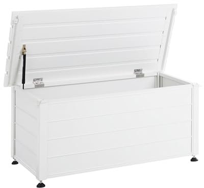 Gartentruhe 190L Aluminium weiß wasserfest Kissenbox Auflagenbox Campalto