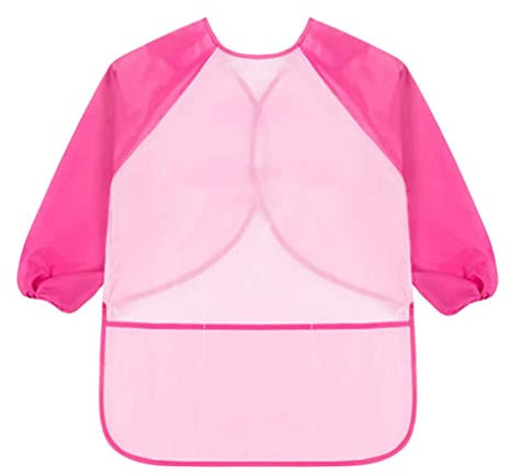Suammiitstrieadea Kids Apron Long Sleeve Painting Drawing Waterproof Smock Rose Sleeve M