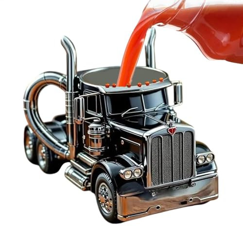 Unique Beer Mug Semi Truck Shaped,Truck Mugs for Men,Truck Coffee Mug,Unique Tea Mug,Handcrafted Truck Coffee Mug,Creative Semi Truck Coffee Mug,Travel Coffee Mug for Dad,Grandpa,Husband,Boyfriend