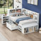 3ft Single Bed Frame with Storage, Single Wood Bed Frame with Drawers&Bookcase&Cupboard, Multifunctional Bed Children's Bed with Storage Headboard&Slats for Adults Kids Teenagers, No Mattress, White