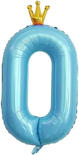 EWODEIEW Zahlen Luftballon 0 Blau Krone,40 Zoll Luftballon Zahlen 0 Folien Ballon,Luftballon 0. Geburtstagsdeko Mädchen Riesen Folienballon 0. for Mädchen Jungen Birthday Party Geburtstag Dekor