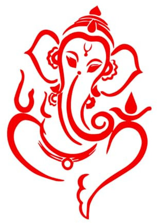 Wandbild und Wandaufkleber aus Vinyl, Ganesha, Elefantengott, Hinduismus, 81x117,9cm beschädigt die Wandoberfläche nicht, extragroß, Red