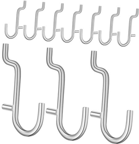 VILLCASE 10stücke Stecktafelhaken Aus Metall Edelstahl Haken Für Pegboard Werkzeug-organizer Zum Aufhängen Schmuck Und Zubehörhalter Für Garage Und Wand