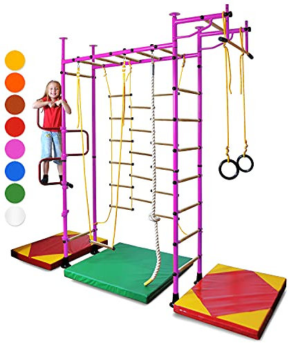 Sprossenwand für Kinder - M3 Kletterstudio Wand für Kinderzimmer, einfache Montage ohne Bohren, Kletterausrüstung für den Innenbereich