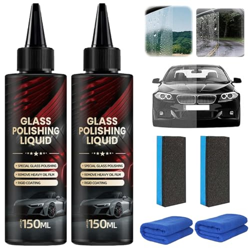 D1 Glass Polishing Liquid, 2 Stück Politur Glaspolitur Auto, Kratzer Entferner Auto, Quick Effect Coating Agent, Entfernt Wirbel, Kratzer, Wischerspuren und Ölfilm