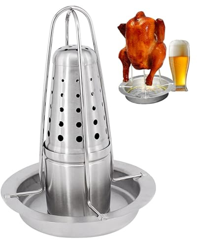 Peosaard Bier Butt Chicken Halter, Bier Can Hähnchenständer Edelstahl Dose Halter für Grill Raucherofen mit Geschmacksbehälter Spülmaschine Safer Röster BBQ Grill Accessoires