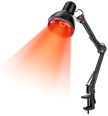 YNAADYH Infrarot lampen 150W, Rotlichtlampe mit ständer -Rotlichtlampe Wärmelampe, Infarotlichtlampe Wärmelampe 360° Lampenhalterung 150W (Schwarz)