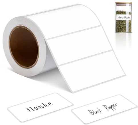 ilauke 300 Sticky Labels on a Roll, 89x36mm Large White Address Labels Roll