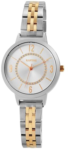 Raptor Damen Armbanduhr Analog in Bicolor, Gesamtlänge 23.5 cm, Edelstahlarmband – 3 ATM