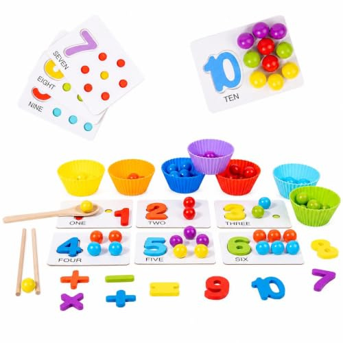 SiaBiced Giocattolo Educativo in Legno per Motricità Fine e Classificazione Colori, Gioco di Smistamento Perline per Bambini 0-3 Anni