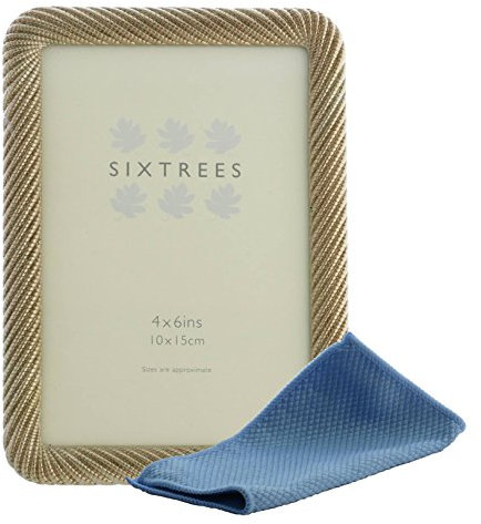 Sixtrees Ornate Rose Gold Metal finish ropework effect photoframe for a 6x 4 (150mm x 100mm) picture - Ava Complete with Microfibre cleaning cloth.