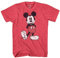 Disney Men's Full Size Mickey Mouse Distressed Look T-Shirt, Mottled red, L