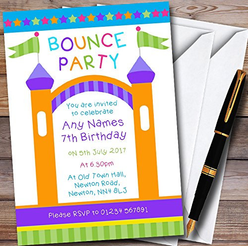 Childrens's Kids Party Invites Bounce House Bouncy Castle Personalised Childrens's Kids Birthday Party Invitations with Envelopes - Any Custom Text for Any Occasion