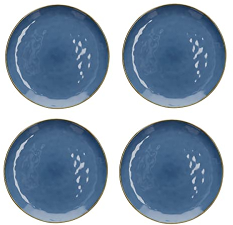 Set di 4 Piatti Concerto Rose e Tulipani 20cm - Blu