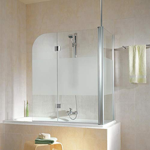 Schulte D81102 41 100 12 3 Duschabtrennung mit Seitenwand Garant für Badewanne, 6 mm Sicherheitsglas Dezent, 117 x 140 x 75 cm, chromoptik, Montage rechts