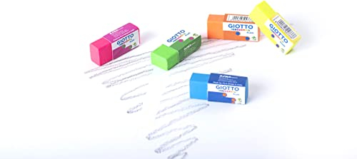 Giotto- Set 5 Mini gomme Fluo, Colore Neon, 025200