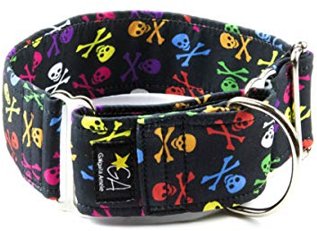 Galguita Amelie, 5 cm breit, Größe XL (50-60 cm), Halskette Martingale Totenkopf