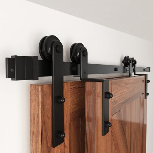 WINSOON Bypass Schiebetür-Hardware-Kit für Doppeltüren, niedrige Decke, einfache Montage, strapazierfähig, gleiten leise und reibungslos, 2,7 m