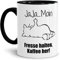 Tasse mit Spruch - Nö-Katze Ja Ja Moin - lustige Tasse für die Arbeit/Bürotasse/freche Tasse mit Katze/Geschenkidee lustig - Innen & Henkel Schwarz