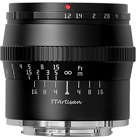 TT Artisan 50mm F1.2 APS-C Objektiv Kompatibel mit Canon M Mount Anschluss Black Manueller Fokus optischer Aufbau 11 Elemente in 7 Gruppen