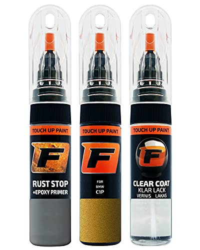 FIRANTO stylo peinture de voiture pour BMW C1P Galvanic Gold réparation couleur voiture 3 en 1, rayures stylo retouche peinture 15ml avec pinceau, apprêt, laque