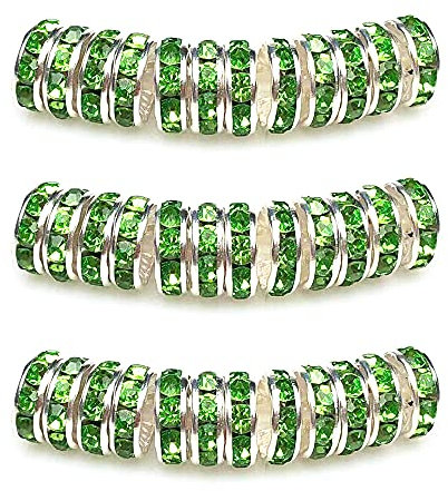 MJDCB 6mm 100 Cuentas Espaciadoras Centelleo Cristal bolitas para Hacer Pulseras Collar de Accesorios de Joyería (Fruta Verde)
