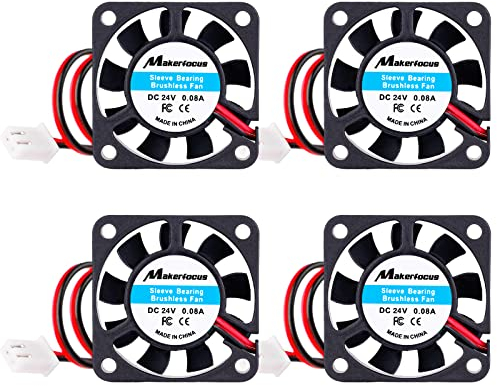 Seamuing 4 Stück 40mm Lüfter 24V DC 0.08A 4010 Geräuschloser Kühlung Ventilator 40×40×10mm mit 28cm Kabel für 3D Drucker DVR Kleingeräte Reparatur Ersatz
